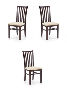Trzy krzesła tapicerowane  ciemny orzech - 5937