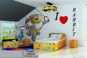 Łóżko dla dziecka RABBIT ORANGE STANDARD + SZUFLADA i materac 180x80cm - versito