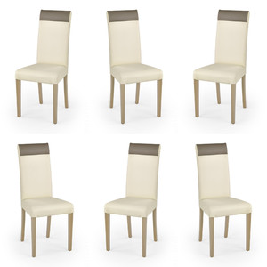 Sześć krzeseł tapicerowanych kremowo / beżowych - 1265