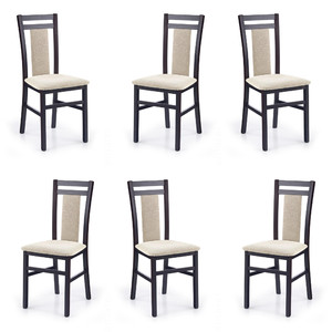 Sześć krzeseł wenge tapicerowanych - 4298