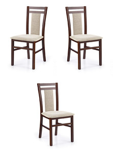 Trzy krzesła tapicerowane ciemny orzech  - 4700