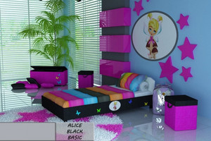 Łóżko tapicerowane ALICE BLACK BASIC z materacem 140X80 cm - versito