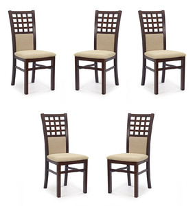 Pięć krzeseł ciemny orzech tapicerowanych - 2432