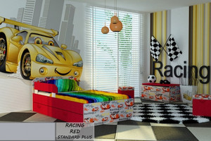Łóżko dla dziecka RACING RED STANDARD + SZUFLADA i materac 160x80cm - versito