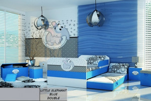 Łóżko dziecięce 160x80 podwójne ELEPHANT BLUE DOUBLE z materacami - versito