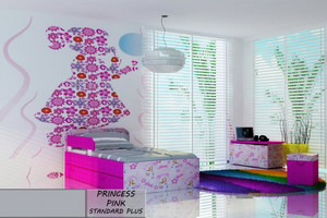 Łóżko dla dziecka PRINCESS PINK STANDARD + SZUFLADA i materac 140x80cm - versito
