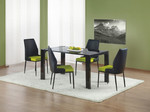 Stół szklany Kevin czarny lakierowany + 4 krzesła K199 limonka / czarne  - Halmar