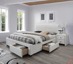 Łóżko MODENA 2 tapicerowane z szufladami biały  - Halmar