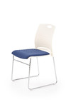 CALI fotelik konferecyjny stelaż - chrom, siedzisko - biały / niebieski  - Halmar