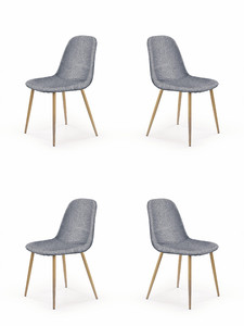 Cztery krzesła tapicerka - popielate, nogi dąb miodowy - 1616