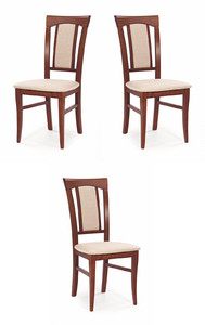 Trzy krzesła tapicerowane  czereśnia antyczna II - 0855