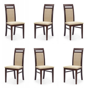 Sześć krzeseł ciemny orzech tapicerowanych - 2609