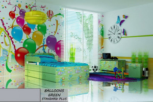 Łóżko dla dziecka BALLOONS GREEN STANDARD + SZUFLADA i materac 180x80cm - versito