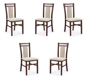 Pięć krzeseł ciemny orzech tapicerowanych - 4700