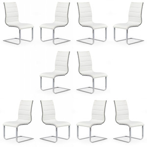 Dziesięć krzeseł biało / popielatych ekoskóra - 4856