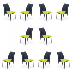 Dziesięć krzeseł limonkowo-czarnych - 7596