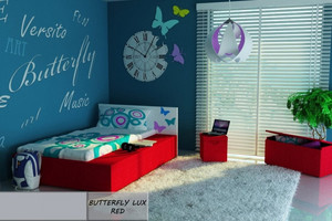 Łóżko dziecięce 160x80 BUTTERFLY LUX RED z materacem - versito