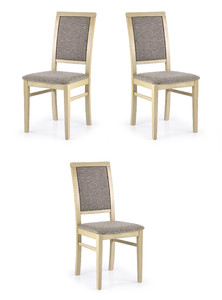 Trzy krzesła tapicerowane  dąb sonoma  - 3543