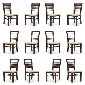 Dwanaście krzeseł ciemny orzech tapicerowanych - 2470