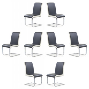Osiem krzeseł popielato - białych - 4832