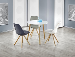 Stół okrągły Socrates biały + 3 krzesła K201 białe   - Halmar
