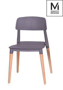 MODESTO krzesło ECCO szare - polipropylen, podstawa bukowa - king home