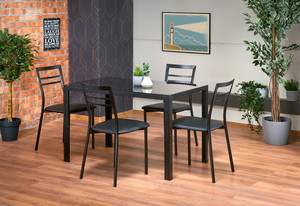OTTAWA zestaw stół + 4 krzesła kolor: czarny  - Halmar