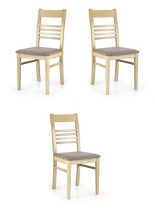 Trzy krzesła tapicerowane dąb sonoma  - 3666