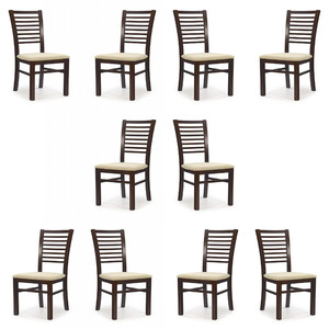 Dziesięć krzeseł ciemny orzech tapicerowanych - 2470