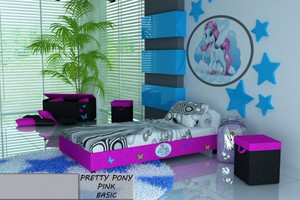 Łóżko tapicerowane PRETTY PONY PINK BASIC z materacem 160X80 cm - versito