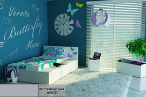 Łóżko dziecięce 160x80 BUTTERFLY LUX WHITE z materacem - versito