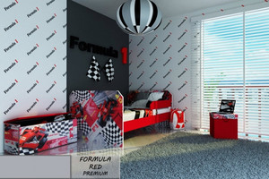 Łóżko dla dziecka tapicerowane FORMULA RED PREMIUM z materacem 140x80cm - versito