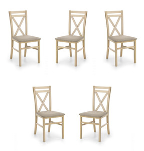 Pięć krzeseł dąb sonoma tapicerowanych - 5196