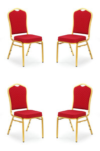 Cztery krzesła bordowe, stelaż złote - 2992