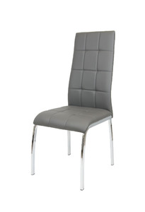 Sk Design Ks025 Szare Krzesło Z Ekoskóry Na Chromowanym Stelażu