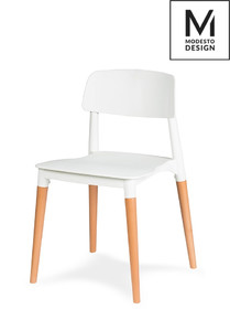 MODESTO krzesło ECCO białe - polipropylen, podstawa bukowa - king home