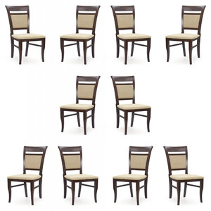Dziesięć krzeseł ciemny orzech tapicerowanych - 2630
