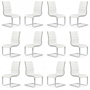 Dwanaście krzeseł biało / popielatych ekoskóra - 4856