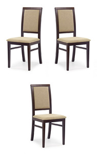 Trzy krzesła tapicerowane  ciemny orzech, - 2296