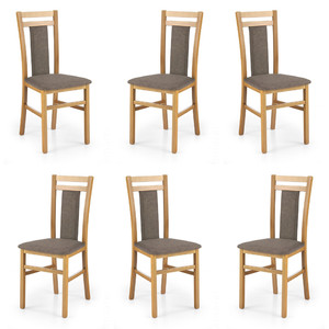 Sześć krzeseł olcha tapicerowanych 609 - 5073