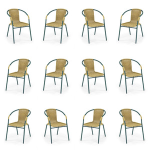 Dwanaście krzeseł 2 ciemnozielonych ciemno brązowych - 2668