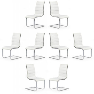 Osiem krzeseł biało / popielatych ekoskóra - 4856