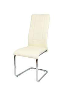 Sk Design Ks029 Kremowe Krzesło Z Ekoskóry Na Chromowanym Stelażu