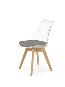 K342 krzesło popielaty / transparentny, nogi - buk  - Halmar
