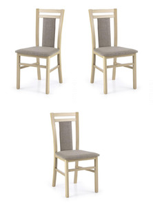 Trzy krzesła tapicerowane dąb sonoma  - 3390