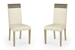 Dwa krzesła tapicerowane  dąb sonoma krem / beż - 1265