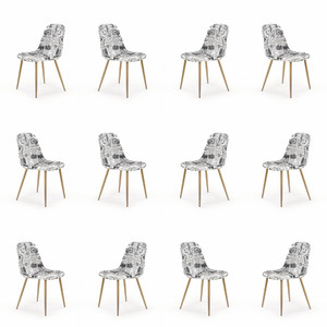 Dwanaście krzeseł tapicerka wielobarwny, nogi - dąb miodowy - 0541
