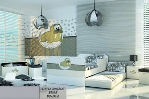 Łóżko dziecięce 140x80 podwójne LITTLE WALRUS BEIGE DOUBLE z materacami - versito