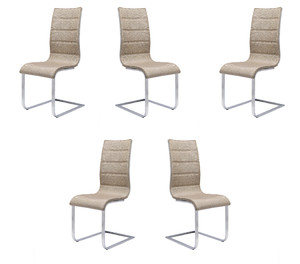 Pięć krzeseł beżowych białych - 1396