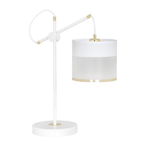 MONOLIT LN1 WHITE 589/LN1 lampka nocna biurkowa elegancka biało-złoty abażur regulowana